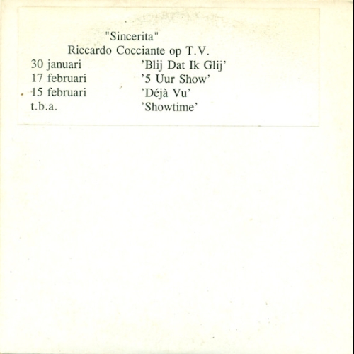 RICCARDO COCCIANTE - SINCERITA' 

